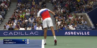 Marin Cilic and a serve that generated controversy at the US Open, stepping on the baseline
