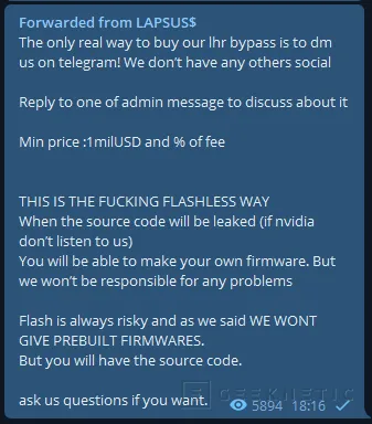 Geeknetic The group that hacked NVIDIA will sell a bypass to bypass the hashrate limiter for 1 million dollars 1