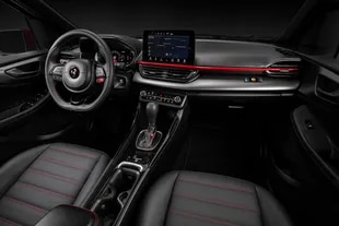 The interior of the Pulse Abarth will have a 10-inch screen and the logo in the center of the steering wheel