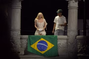 Lady Gaga extended the Brazilian flag during a speech at a show in Copacabana